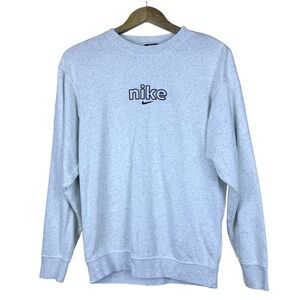 Nike Vintage Style Embroidered Logo Sweatshirt Size XS Crew Neck Classic Gray